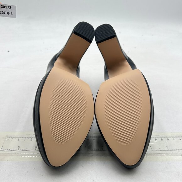 miss left Black Low Platform Chunky High Heel Slip On Round Toe Pump Dressy Shoe - Picture 6 of 7